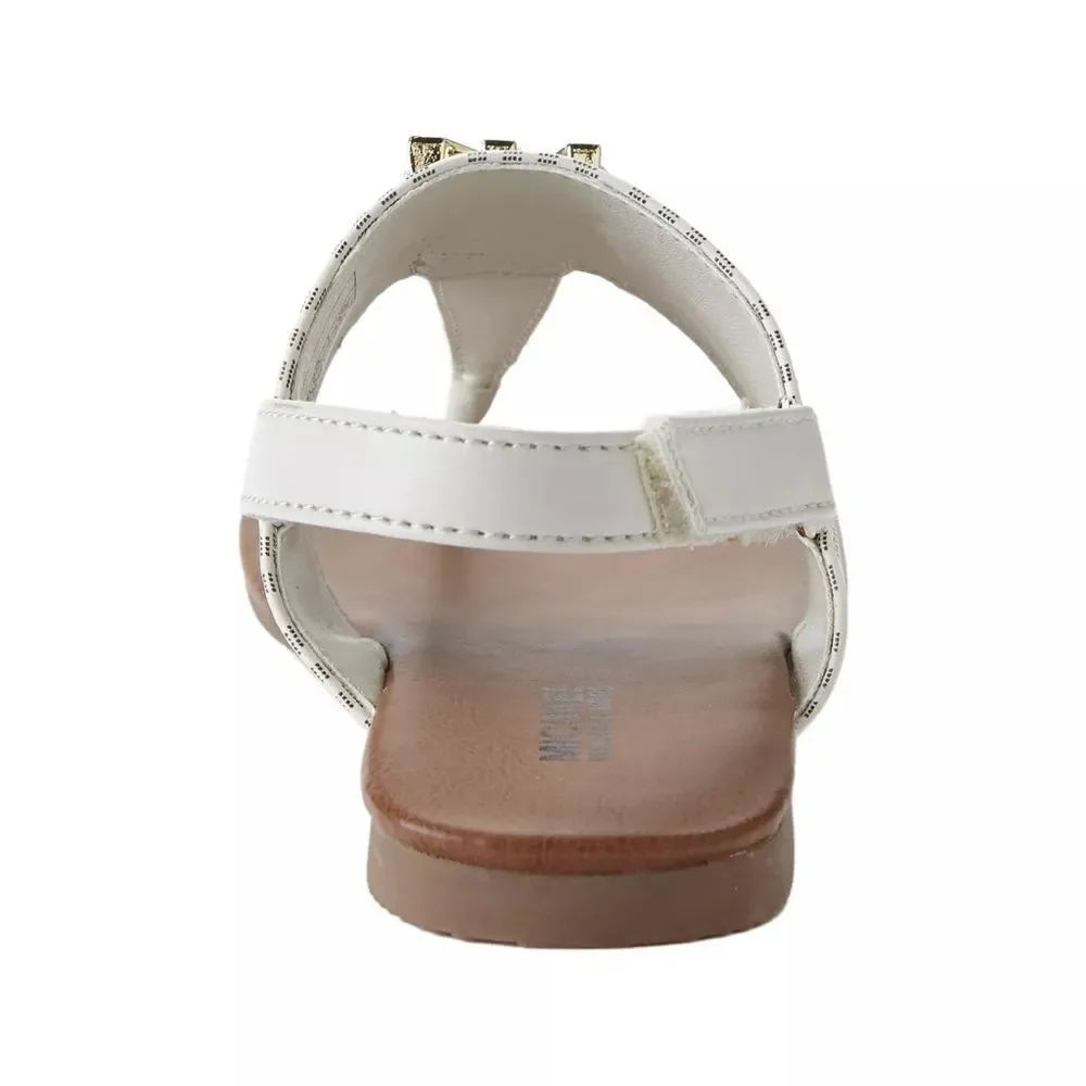 New! MICHAEL KORS Little Girls Jaliyah MK Logo T-Strap Sandals Shoe Vanilla NWOB
